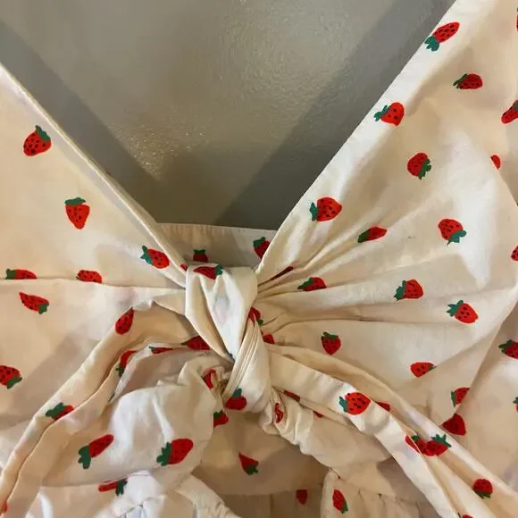 Madewell Women's Size 2 Cotton Tie-Front Keyhole Cami Top in Fresh Strawberries - Picture 8 of 12